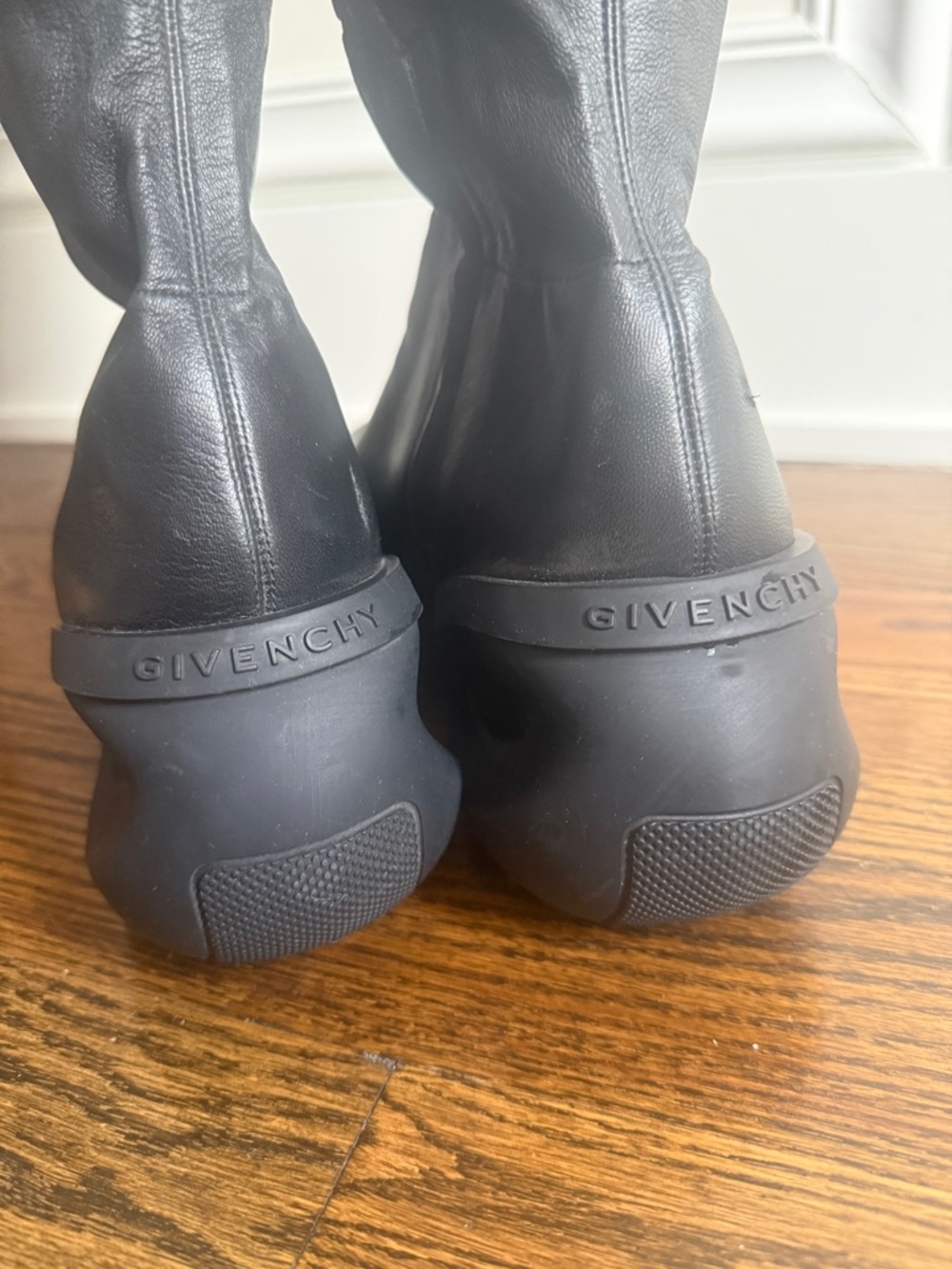 GIVENCHY G-Clog Lambskin Black Leather Over-the-knee Vouge Runway Boots Size 35 - Picture 9 of 16